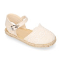 Linen Ceremony Espadrille Shoes for girls with Flower lace design