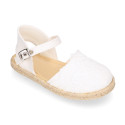 Linen Ceremony Espadrille Shoes for girls with Flower lace design