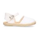 Linen Ceremony Espadrille Shoes for girls with Flower lace design