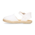 Linen Ceremony Espadrille Shoes for girls with Flower lace design