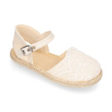 Linen Ceremony Espadrille Shoes for girls with waves lace design