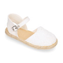 Linen Ceremony Espadrille Shoes for girls with waves lace design