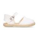 Linen Ceremony Espadrille Shoes for girls with waves lace design