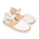 Linen Ceremony Espadrille Shoes for girls with waves lace design
