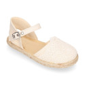 Linen Ceremony Espadrille Shoes for girls with leaves lace design