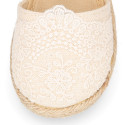 Linen Ceremony Espadrille Shoes for girls with leaves lace design