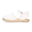 Linen Ceremony Espadrille Shoes for girls with leaves lace design