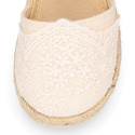 Linen Ceremony Espadrille Shoes for girls with petals lace design
