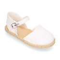 Linen Ceremony Espadrille Shoes for girls with petals lace design