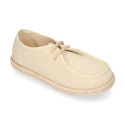 Linen Ceremony Boat shoes Espadrille style for kids with laces
