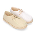 Linen Ceremony Boat shoes Espadrille style for kids with laces