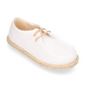 Linen Ceremony Boat shoes Espadrille style for kids with laces