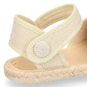 Linen Ceremony Espadrille Shoes for girls with strap closure with button design