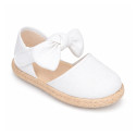 Linen Ceremony Espadrille Shoes for girls with strap closure with bow design