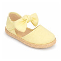 Linen Ceremony Espadrille Shoes for girls with strap closure with bow design