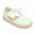 Linen Ceremony Espadrille Shoes for girls with strap closure with bow design
