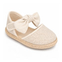 Linen Ceremony Espadrille Shoes for girls with strap closure with bow design