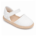 Linen Ceremony Espadrille Shoes for girls with strap closure with button design