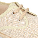 Natural Linen Ceremony Oxford shoes Espadrille style for kids with laces
