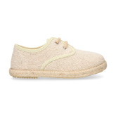 Natural Linen Ceremony Oxford shoes Espadrille style for kids with laces