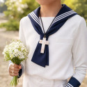 Girl's necklace with Mother of Pearl Cross for communion.