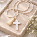 Girl's necklace with Mother of Pearl Cross for communion.