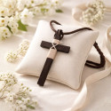 Natural Wood cross with cord for children's First Communion