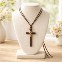 Natural Wood cross with cord for children's First Communion