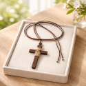 Natural Wood cross with cord for children's First Communion