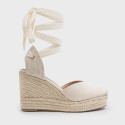 Blue Suede Lace-Up Women Wedge Espadrilles