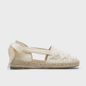Lace-Up Flat Espadrilles for Women in Natural Linen