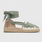 Lace-Up Flat Espadrilles for Women in Natural Linen