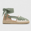 Lace-Up Flat Espadrilles for Women in Natural Linen