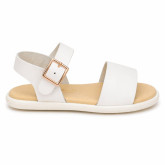 Sandalia barefoot niña blanca con hebilla