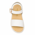 Sandalia barefoot niña blanca con hebilla