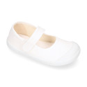 Mercedita BAREFOOT niña sin cordones en lona en color blanco