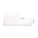 Mercedita BAREFOOT niña sin cordones en lona en color blanco