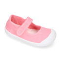 BAREFOOT Girl Mary Jane shoes laceless in pink color cotton canvas