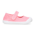 BAREFOOT Girl Mary Jane shoes laceless in pink color cotton canvas