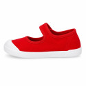BAREFOOT Girl Mary Jane shoes laceless in red color cotton canvas