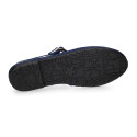 Women's grey mint velvet Mary Jane with elastic band closure