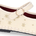 Women's grey mint velvet Mary Jane with elastic band closure