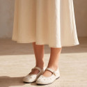 Women's grey mint velvet Mary Jane with elastic band closure