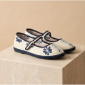 Women's grey mint velvet Mary Jane with elastic band closure