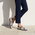 Women's grey mint velvet Mary Jane with elastic band closure