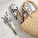 Women's grey mint velvet Mary Jane with elastic band closure