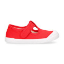 Pepito BAREFOOT niño sin cordones en lona en color rojo