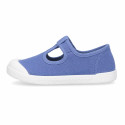 BAREFOOT Kids T-Strap shoes laceless in jeans color cotton canvas