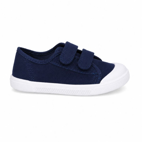 Zapatilla BAREFOOT niños sin cordones en lona en color azul marino