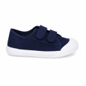 BAREFOOT Kids sneaker shoes laceless in navy blue cotton canvas